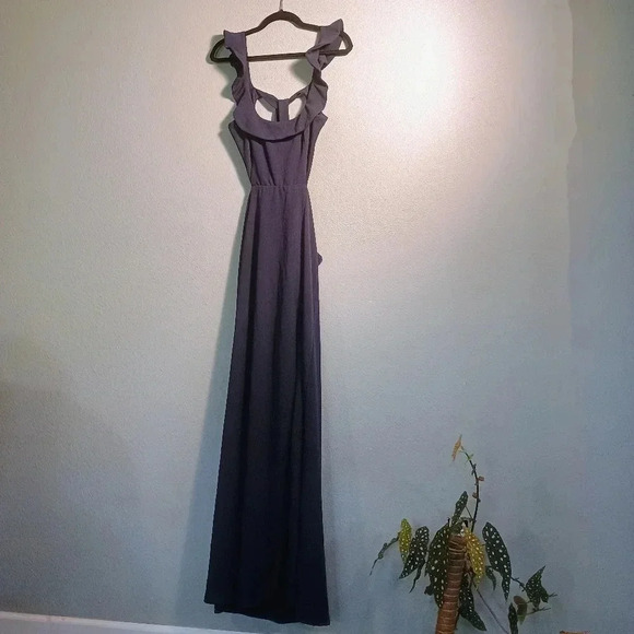 Lulus Sweetest Entrance Navy Blue Ruffled Tie-Back Maxi Dress/Large NWOT - Picture 12 of 16